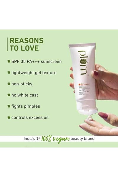 PLUM Green Tea Daylight Sunscreen Gel | SPF 35 PA+++ For Oily, Acne Prone Skin | Green Tea Extracts
