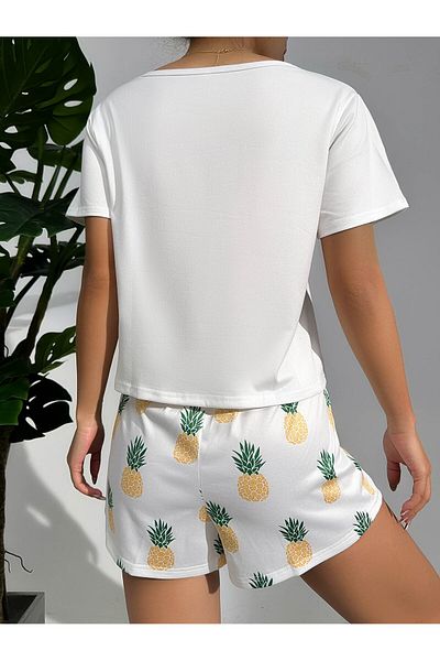PENTHİLUS Set de pijamale cu top și pantaloni scurți cu imprimeu ananas