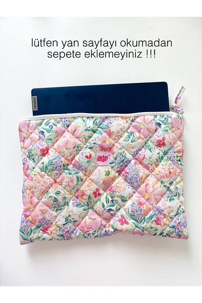 girlsybags Liliac Floral Laptop Macbook Tabletă iPad Husă Gros Protecție Tesatura Matlasată Husă Computer
