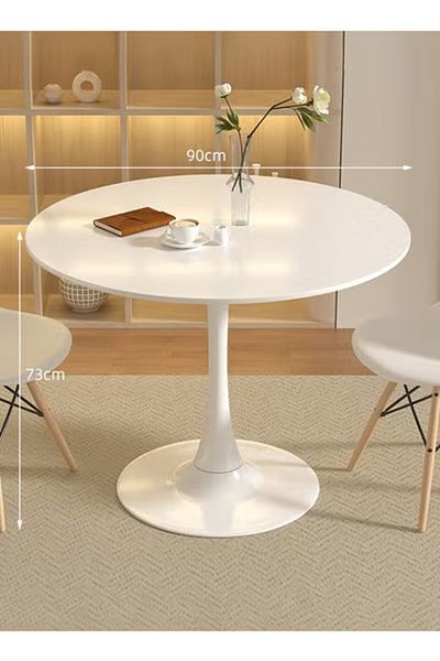 Taimi Style Dining Table is Perfect for a Home Dining Room It has a Round top White 90x90x73Cm
