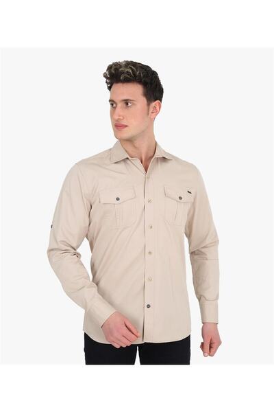 Banadamoda Μπεζ πουκάμισο Gabardine Regular Fit