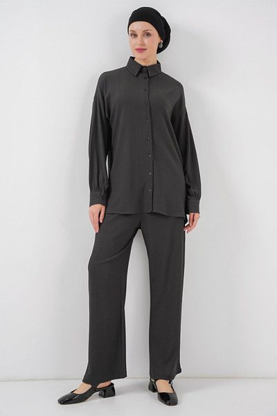 MODAVERA Knitted Hijab Bottom Top Set 6711 - Anthracite