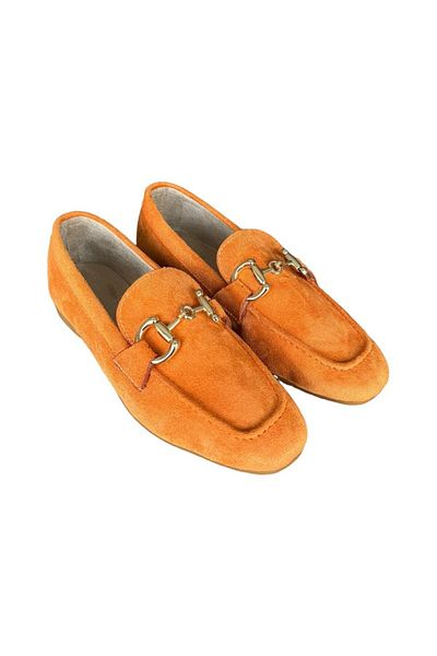 Liger Balerini de damă cu cataramă din piele întoarsă ORANGE
