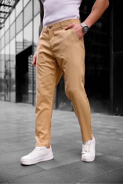 MAXIMILLIAN Men's Slim Fit Fabric Trousers Light Brown
