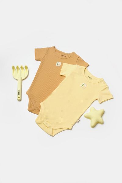 BabyCosy Organic Wear Set 2 body Bamboo, galben, BabyCosy, 50% bumbac+50%bambus