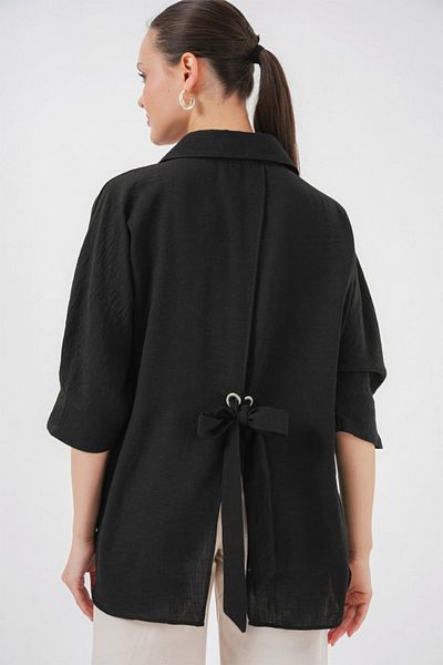 Kokosh moda Cămașă Ayrobin cu detaliu de legare 20290 - neagră