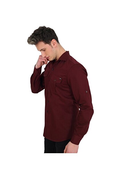 Banadamoda Πουκάμισο Claret Red Regular Fit Gabardine