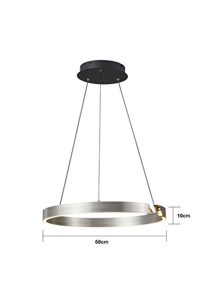 Apliqa Late Gri 60'lık Yuvarlak 41 Watt Modern Sarkıt Salon Led Avize