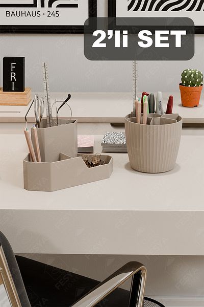 Fesya Home CORNER-FANUS Комплект органайзери за плот с триъгълници и 7 отделения - кафяв