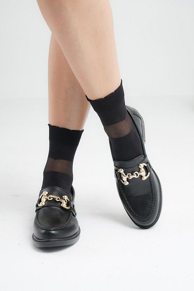 Beyond Γυναικεία Μαύρα Δερμάτινα Παπούτσια Loafer Moccasin 3cm BYNDLFRK01