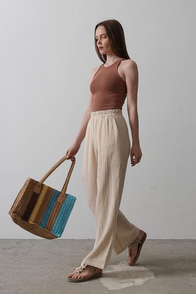 leyla sanat sanata yeni bir bakış açısı Leyla Sanat a New Perspective on Art Washed Muslin Pants - Stone