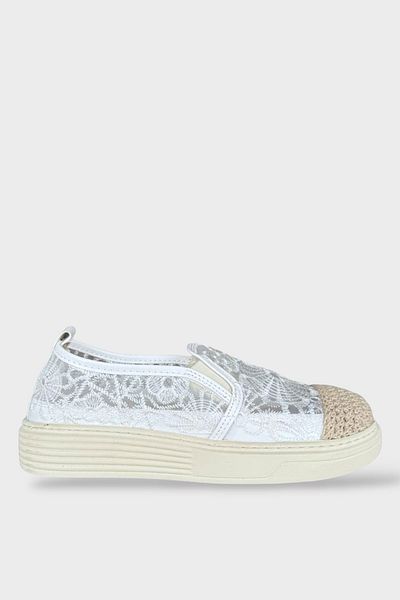 Liger Lace Flat Women's Ballerinas WHITE - BEIGE