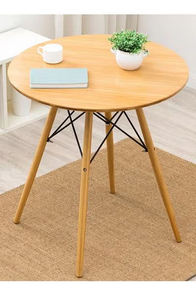 Taimi Round Dining Table 80CM Modern Pedestal Circle Room Table Leisure Tea Coffee Kitchen Table Wooden