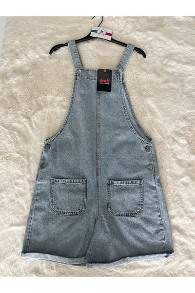 DMB KİDS Salopetă din denim cu buzunare pentru vârstele 4-14 ani, cu buzunare în față cu nasturi