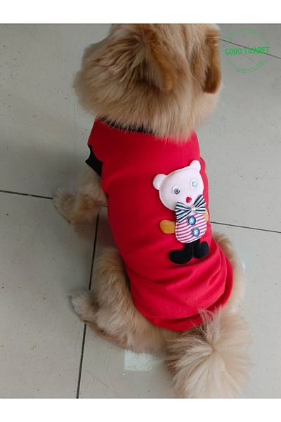 Goboticaret Pink-Red Cat/Dog Clothing, Grey Sleeves Dress with Accessories