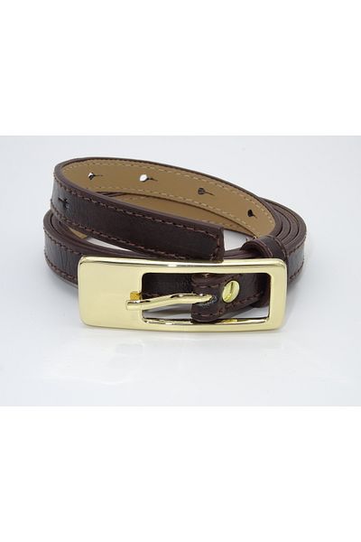 Versla 1.5 cm Dress Belt with Stitched Gold Buckle, Trouser Belt, Shirt Belt, Coat Belt