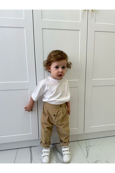 favorimkids Summer White T-Shirt Cotton Pantalon Bottom Top Set