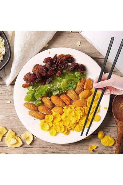 Bosdontek Set of 5 pairs of Bosdontek table serving chopsticks, wood, black, 23 cm
