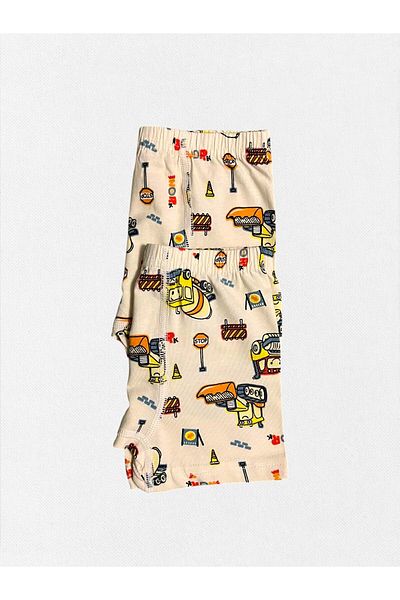 elmas kids Boy's 100% Cotton Cream Work Machine Mixer Scoop μοτίβο Boxer 2 τεμαχίων