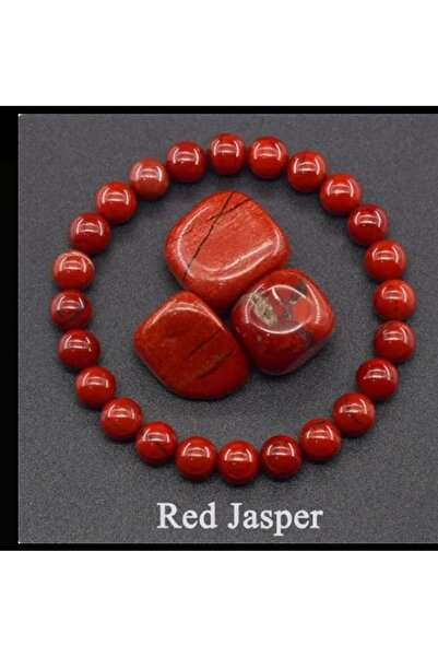 ORGANICYOU AXLERA Doğal Kızıl Jasper Boncuklu Bileklik, El Yapımı Ayarlanabilir, Üniseks Tasarım Bileklik