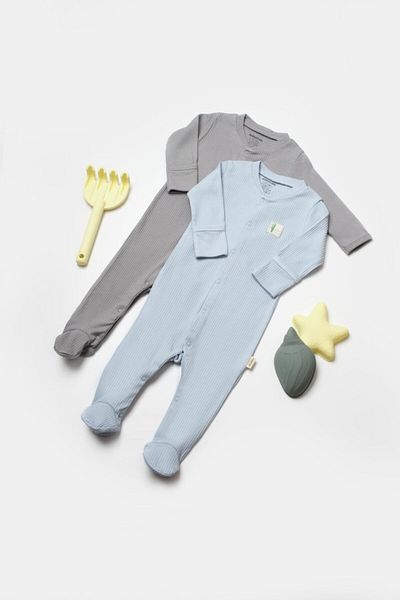 BabyCosy Organic Wear Set 2 salopete lungi Bamboo, blue, BabyCosy, 50%bumbac+50% bambus