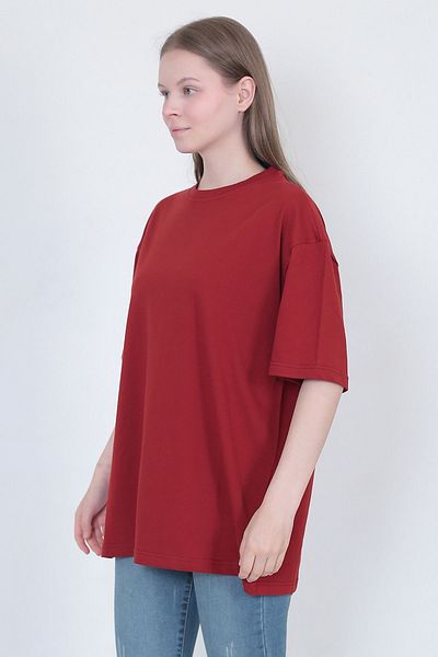 LW Lost wintage Oversize Wide Fit Crew Neck Unisex 100% Cotton Red T-Shirt