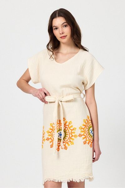 Mulberry Γυναικείο φόρεμα παραλίας Muslin Αμάνικο 100% βαμβάκι