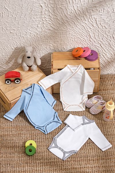 RaSerSa RS 3-Piece Baby Bodysuit Set (100% Cotton, Snap Fastener and Flexible)