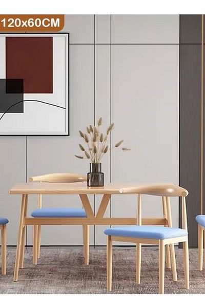 Taimi Solid Wood Dining Table Nordic Design Living Room Set Waterproof Without Chairs Size 120x60x75cm