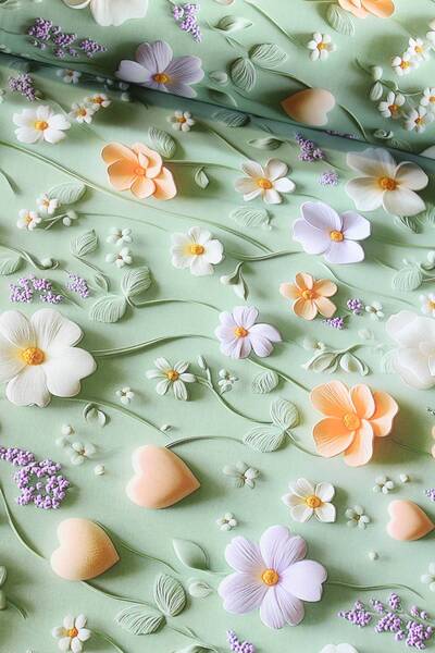 FAAL Kalp Papatya 3 Boyutlu Dijital Baskı Nevresimlik Poplin Kumaş