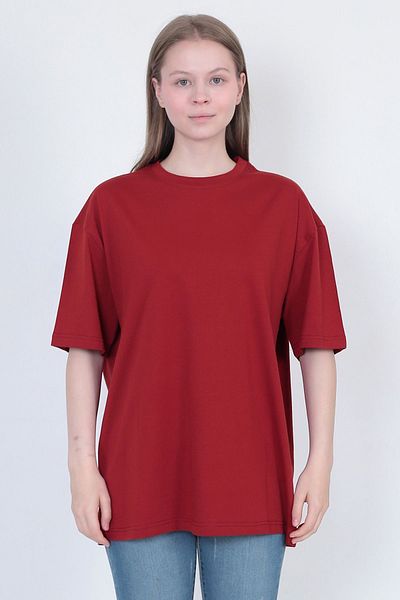 LW Lost wintage Oversize Wide Fit Crew Neck Unisex 100% Cotton Red T-Shirt