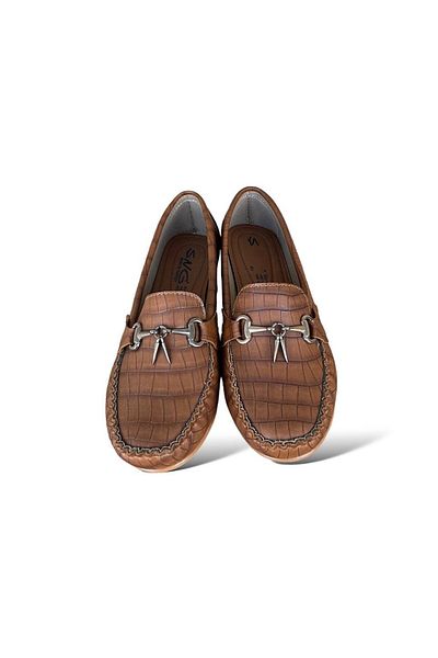 Liger Γυναικεία παπούτσια μπαλαρίνας καφέ Wedge Heeled