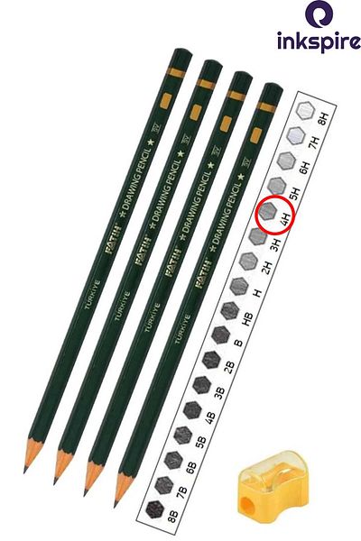 inkspire 4H Art Marker Graduated Pencil 4Pcs Fatih Technical Drawing Numbered Black Pencil Lead Sketching Pencil Set