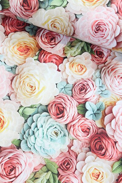 FAAL Güller 3 Boyutlu Dijital Baskı Nevresimlik Poplin Kumaş