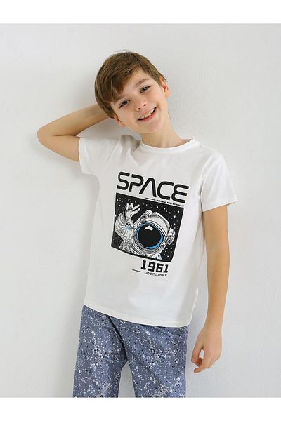 vitmo Male Child Short-Sleeve 100% Cotton Pajamas Set Go Space