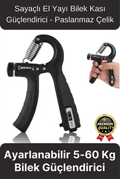 Svein Premium Ayarlanabilir Taşınabilir Fitness Egzersiz Sayaçlı El Yayı 5-60...