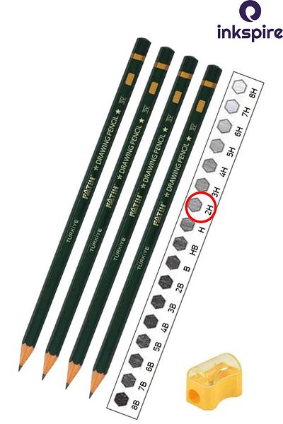 inkspire 2H Art Pencil Graduated Pencil 4 Pcs Fatih Technical Drawing Numbered Black Pencil Lead Sketching Pencil Set