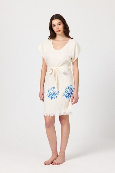 Mulberry Γυναικείο φόρεμα παραλίας Muslin Αμάνικο 100% βαμβάκι