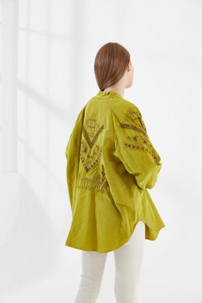 Dadali DADALİ ETNİK NAKIŞLI KİMONO Y.YEŞİLİ