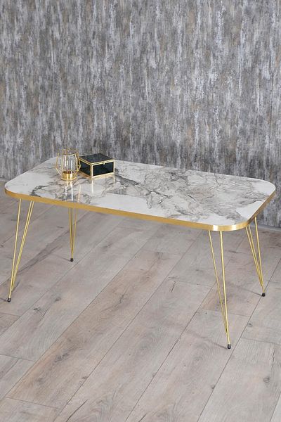 GOLDFALEZ Masuta de cafea moderna cu rama aurie Colecția Efes | Mobilier de living contemporan