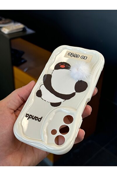 Fibaks Samsung Galaxy M15 Case Designed Patterned Camera Protection Panda White Tassel Silicone Cover