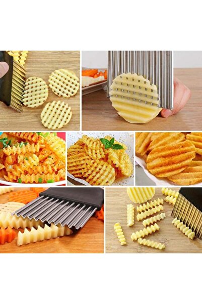 WELLXUNK wavy blade cutter, stainless steel, silver/black