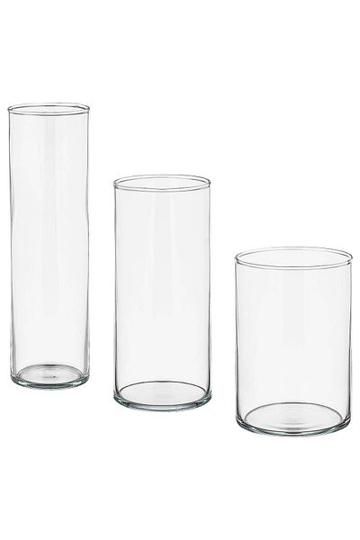 IKEA CYLINDER Vase, set of 3, clear glass