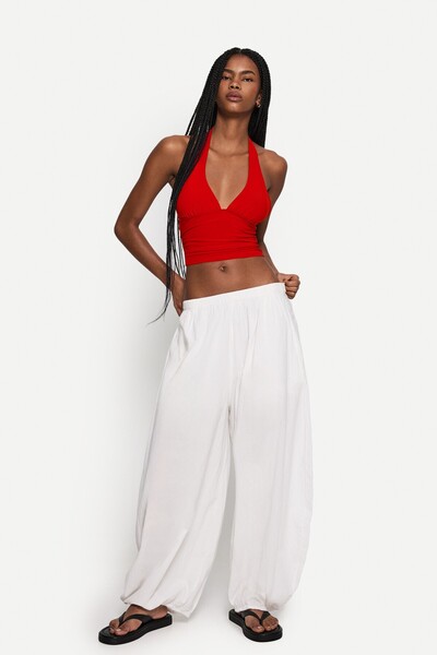 Bershka Büzgülü halter yaka bluz