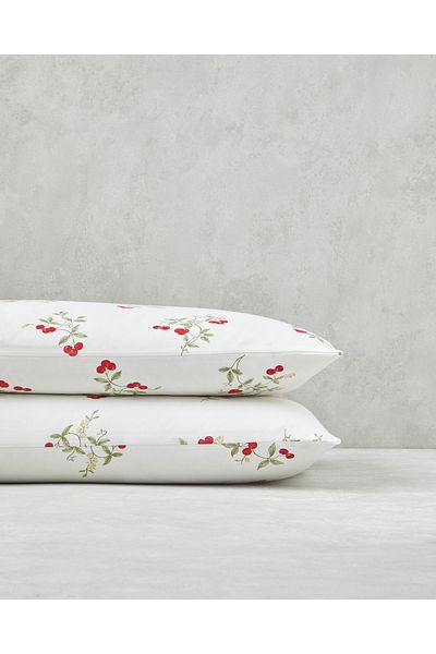 English Home Cherry Blossom Easy-Iron 2-Piece Pillow Case 50X70 cm White - Red