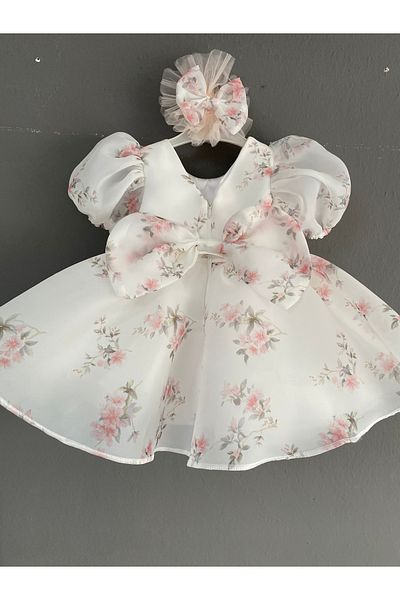 İlknur Karaca Design Ροζ λουλούδι ύφασμα οργάντζα για κορίτσια παιδικό φόρεμα γενεθλίων ειδικής περίστασης