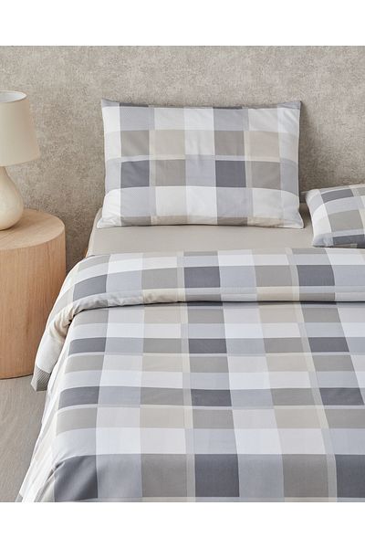 English Home Bold Pattern Easy-Iron Single Duvet Cover Set 160X220 cm Stone Color