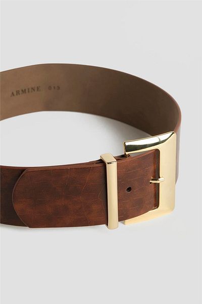 Armine Thick Leather Belt - 25Yd013 Tan
