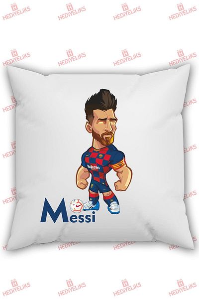 HEDİYELİKS Football Themed Gift Pillow with Messi Figure