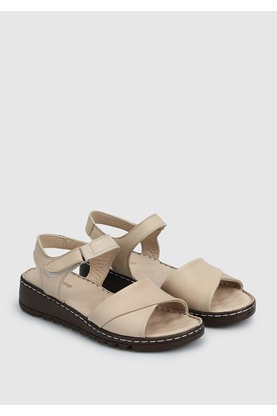 Eclipse Beige Leather Women's Comfort Sandals